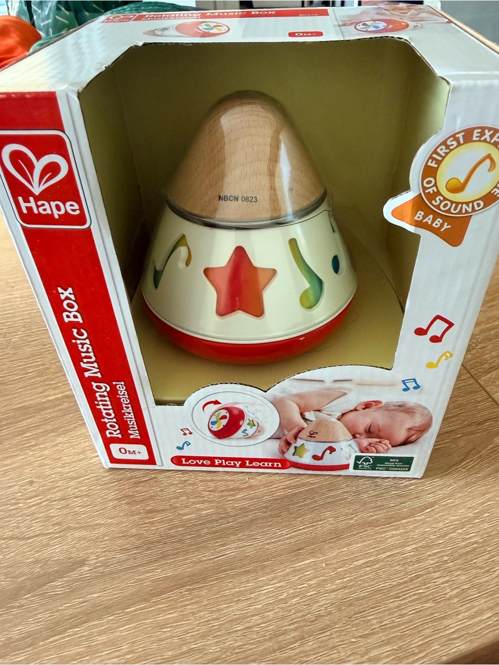 Rotating  baby Music Box Hape spin and play no batteries needed , NEW